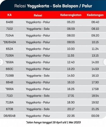 Jadwal KRL Jogja Solo Khusus 1 Mei 2023 Dari Tugu